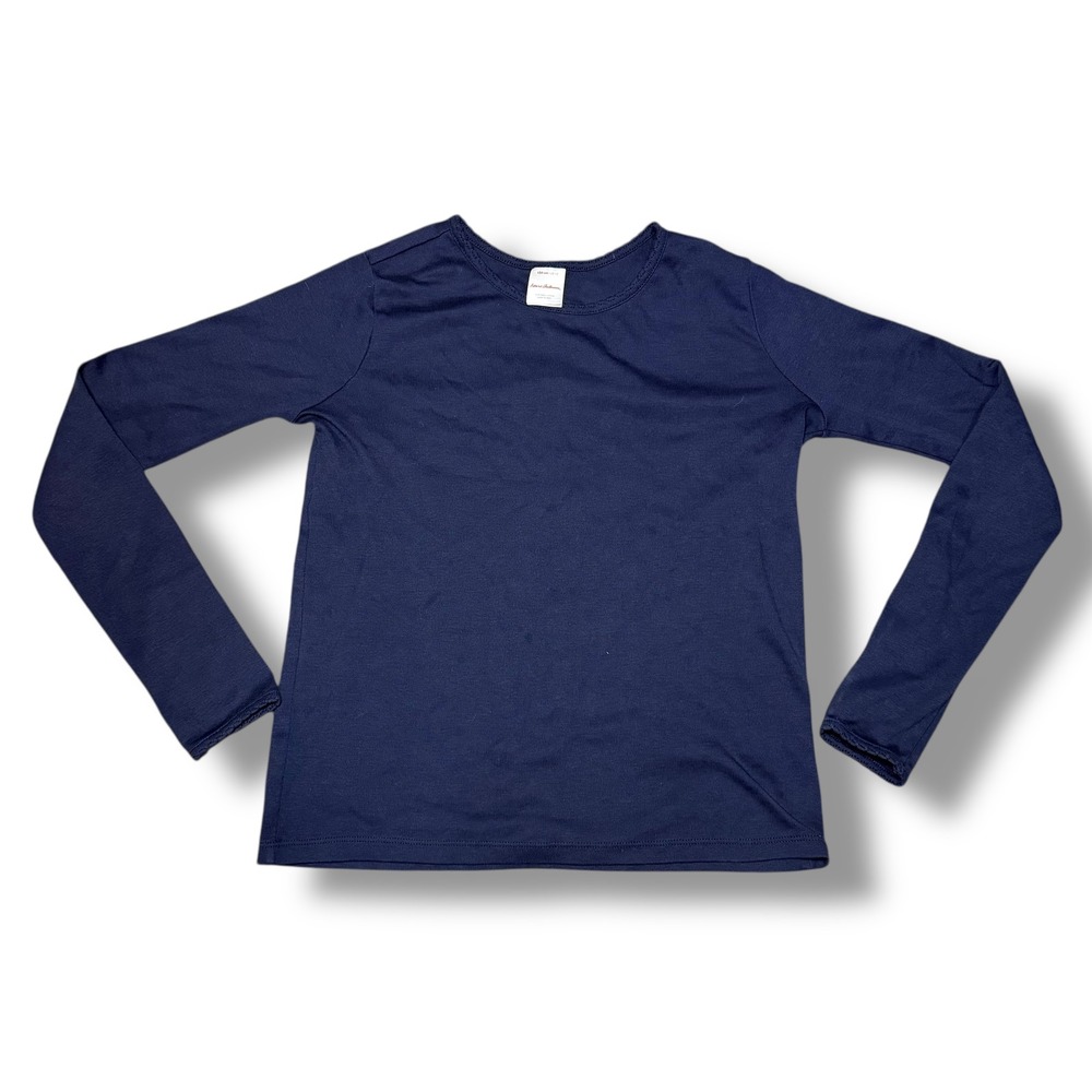 Hanna Andersson Navy Blue Pima Cotton Long Sleeve Shirt‎ Size 12 Kids Youth